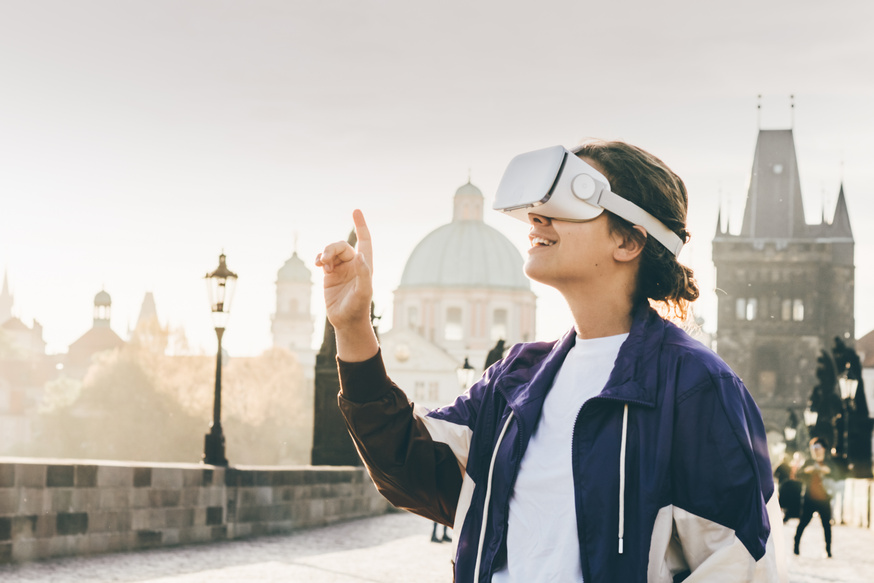 Woman wearing vr headset
